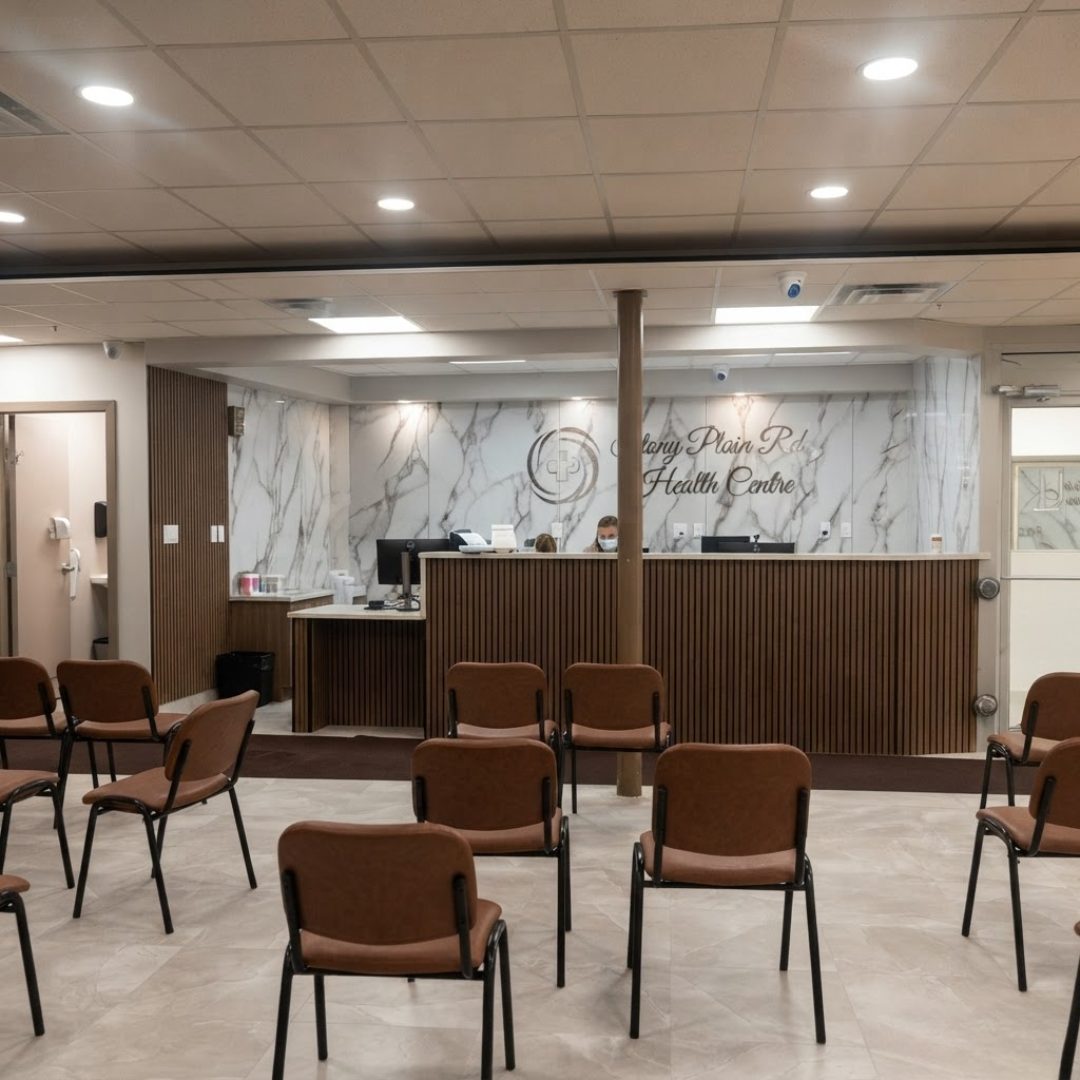 Reception desk inside Stony Plain Rd. Health Centre
